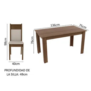 Juego De Comedor Cocina Jaíne Madesa Mesa Con 6 Sillas