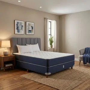 Sommier y Colchón 2230 SYRMA 140x190 Espuma Alta Densidad con 2 almohadas de regalo