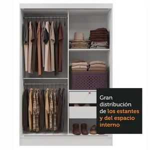 Placard Madesa Max 2 Puertas Corredizas 2 Cajones 119x183 Cm