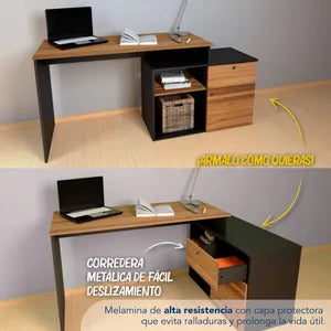 Escritorio Centro Estant Milan Negro Paraiso Ancho 168cm