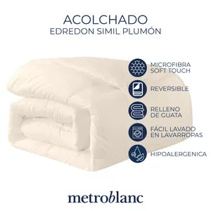 Acolchado / Edredon Simil Plumón - gris claro - gris oscuro | Queen
